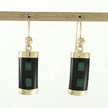 Load image into Gallery viewer, 14K Yellow Gold Jade & Black Onyx Hook Earrings