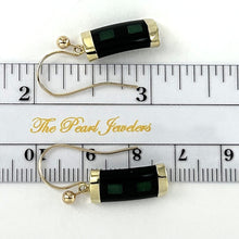 Load image into Gallery viewer, 14K Yellow Gold Jade & Black Onyx Hook Earrings