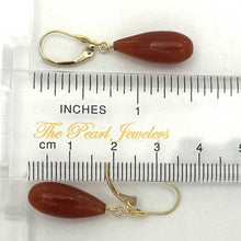 Load image into Gallery viewer, 14K Yellow Gold Leverback Green Jade Drop Earrings