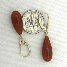 Load image into Gallery viewer, 14K Yellow Gold Leverback Green Jade Drop Earrings