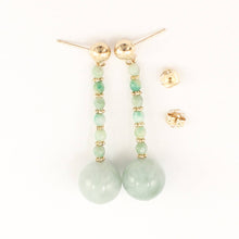 Load image into Gallery viewer, 14K Yellow Gold Celadon Green Jadeite Dangling Earrings