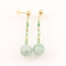 Load image into Gallery viewer, 14K Yellow Gold Celadon Green Jadeite Dangling Earrings