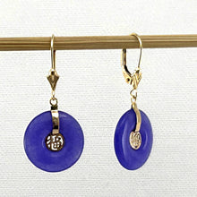 Load image into Gallery viewer, 14k Yellow Gold Blessing Lavender Jade Blessing Earrings