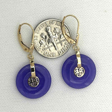 Load image into Gallery viewer, 14k Yellow Gold Blessing Lavender Jade Blessing Earrings