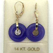 Load image into Gallery viewer, 14k Yellow Gold Blessing Lavender Jade Blessing Earrings