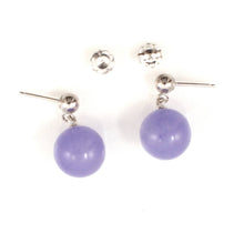 Load image into Gallery viewer, 14K White Gold Lavender Jade 10mm Bead Earrings