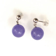 Load image into Gallery viewer, 14K White Gold Lavender Jade 10mm Bead Earrings