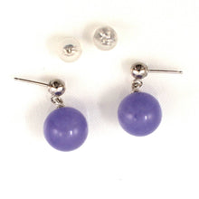 Load image into Gallery viewer, 14K White Gold Lavender Jade 10mm Bead Earrings