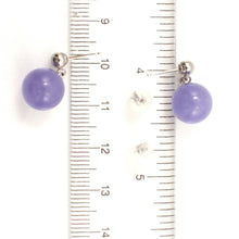 Load image into Gallery viewer, 14K White Gold Lavender Jade 10mm Bead Earrings