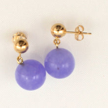 Load image into Gallery viewer, 14K Yellow Gold Lavender Jade 10mm Bead Earrings