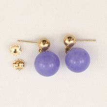 Load image into Gallery viewer, 14K Yellow Gold Lavender Jade 10mm Bead Earrings