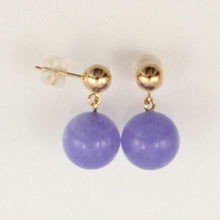 Load image into Gallery viewer, 14K Yellow Gold Lavender Jade 10mm Bead Earrings