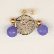 Load image into Gallery viewer, 14K Yellow Gold Lavender Jade 10mm Bead Earrings