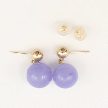 Load image into Gallery viewer, 14K Yellow Gold Lavender Jade 10mm Bead Earrings