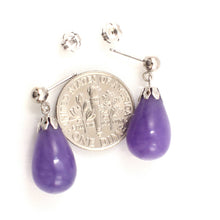 Load image into Gallery viewer, 14K White Gold Lavender Jade Pear Drop Earrings