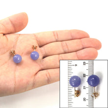 Load image into Gallery viewer, 14K Yellow Gold 10mm Round Lavender Jade Stud Earrings