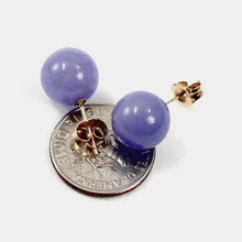 Load image into Gallery viewer, 14K Yellow Gold 10mm Round Lavender Jade Stud Earrings