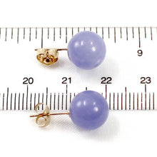 Load image into Gallery viewer, 14K Yellow Gold 10mm Round Lavender Jade Stud Earrings