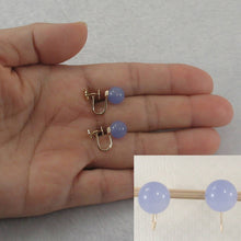 Load image into Gallery viewer, 14K Yellow Gold Non-Pierced French Screw Back Lavender Jade Earrings