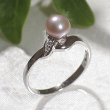 Load image into Gallery viewer, Solid Sterling Silver .925 Lavender-Pink Freshwater Pearl & Cubic Zirconia Accent Ring