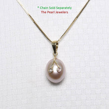 Load image into Gallery viewer, Peach Pearl Pendant with Diamond Arms ā 14k Yellow Gold