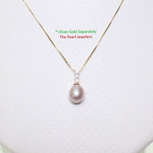 Load image into Gallery viewer, Lavender Pearl Pendant ā 14k Yellow Gold + Diamond Trio