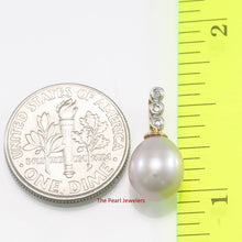 Load image into Gallery viewer, Lavender Pearl Pendant ā 14k Yellow Gold + Diamond Trio