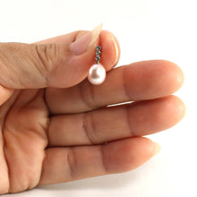Load image into Gallery viewer, Lavender Pearl Pendant ā 14k Yellow Gold + Diamond Trio