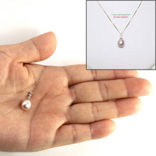 Load image into Gallery viewer, Lavender Pearl Pendant ā 14k Yellow Gold + Diamond Trio