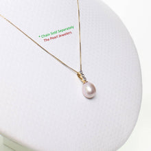 Load image into Gallery viewer, Lavender Pearl Pendant ā 14k Yellow Gold + Diamond Trio