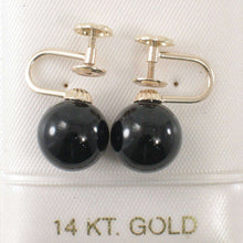 Load image into Gallery viewer, 14K Yellow Gold Non-Pierced French Screw Back Black Onyx Earrings