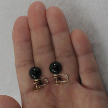 Load image into Gallery viewer, 14K Yellow Gold Non-Pierced French Screw Back Black Onyx Earrings