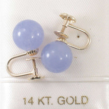 Load image into Gallery viewer, 14K Yellow Gold Non-Pierced French Screw Back Lavender Jade Earrings
