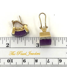 Load image into Gallery viewer, 14K Yellow Gold Omega Clip Diamond Cabochon Lavender Jade Earrings