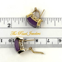 Load image into Gallery viewer, 14K Yellow Gold Omega Clip Diamond Cabochon Lavender Jade Earrings