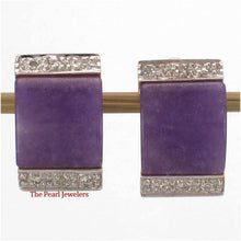 Load image into Gallery viewer, 14K Yellow Gold Omega Clip Diamond Cabochon Lavender Jade Earrings