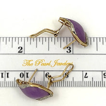 Load image into Gallery viewer, 14K Yellow Gold Omega Clip Diamond Lavender Jade Earrings