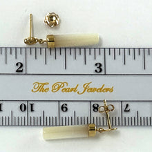 Load image into Gallery viewer, 14K Yellow Gold Oriental Dangle Tube White Mother of Pearl Earrings