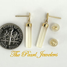 Load image into Gallery viewer, 14K Yellow Gold Oriental Dangle Tube White Mother of Pearl Earrings