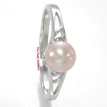 Load image into Gallery viewer, Solid .925 Sterling Silver Rhodium-Finish Pink-Peach Cultured Pearl Solitaire Ring