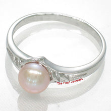 Load image into Gallery viewer, Solid .925 Sterling Silver Rhodium-Finish Pink-Peach Cultured Pearl Solitaire Ring