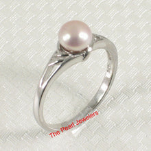 Load image into Gallery viewer, Solid .925 Sterling Silver Rhodium-Finish Pink-Peach Cultured Pearl Solitaire Ring