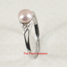 Load image into Gallery viewer, Solid .925 Sterling Silver Rhodium-Finish Pink-Peach Cultured Pearl Solitaire Ring