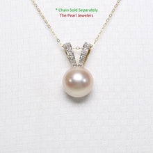 Load image into Gallery viewer, Pink Pearl Pendant with Diamond ā 14k Yellow Gold Rabbit-Ear Bail