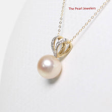 Load image into Gallery viewer, Pink Pearl Pendant with Diamond ā 14k Yellow Gold Rabbit-Ear Bail