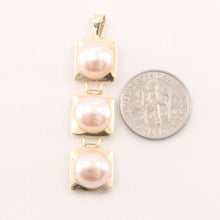 Load image into Gallery viewer, Pink Pearl Pendant ā 14k Yellow Gold Triple Drop