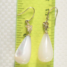 Load image into Gallery viewer, 14K Yellow Gold Hawaiian Plumeria White Mother of Pearl Hook Earrings