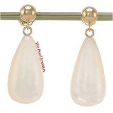 Load image into Gallery viewer, 14K Yellow Gold Raindrop White Mother of Pearl Dangle Earrings