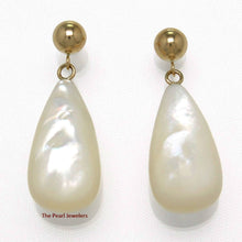 Load image into Gallery viewer, 14K Yellow Gold Raindrop White Mother of Pearl Dangle Earrings