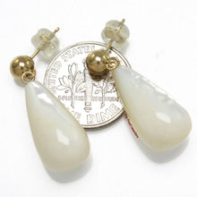 Load image into Gallery viewer, 14K Yellow Gold Raindrop White Mother of Pearl Dangle Earrings